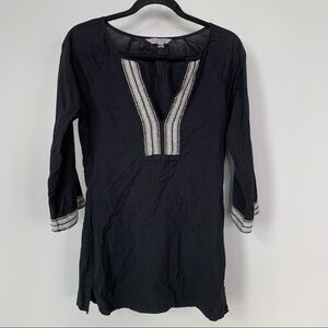 Athleta 100% Cotton Black Tunic Style Top w/Embroidery Size XXS